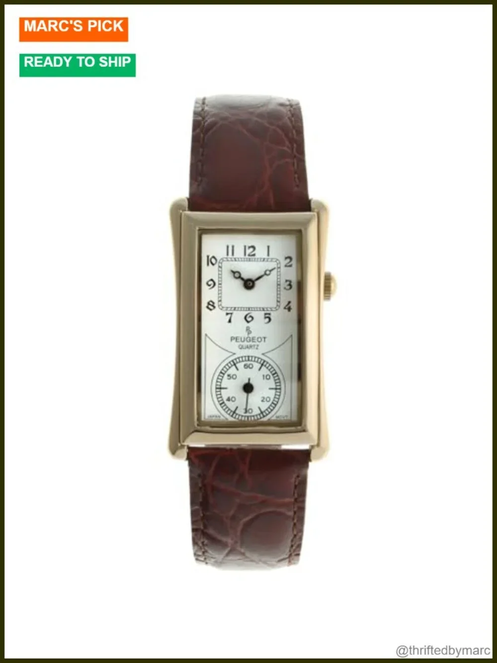Vintage Contoured Doctors Style Watch with Leather Band